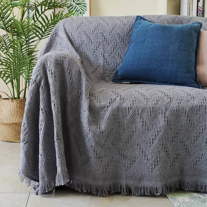 Manta para sillón y cama 230x250cm - gris en Gris - Textiles, Uruguay | Buho Store, vista 2