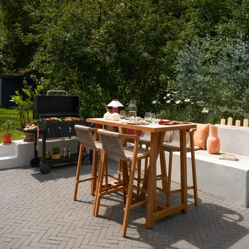 Mesa alta Gaia 4 puestos en Madera natural - Muebles para el exterior, Uruguay | Naterial Uruguay