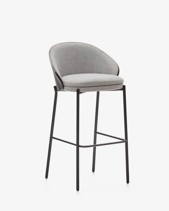 Taburete Eamy - gris claro chapado en fresno con acabado negro y metal negro altura 77 cm en Negro - Butacas, banquetas y puffs, Uruguay | Kavehome