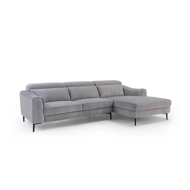 Rinconera Luke - Tela Microfibra - Chaise Derecho - 6686-7 Gris en Beige - Sillones y sofás, Uruguay | NYR