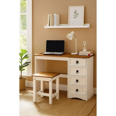 Escritorio 4 Cajónes Línea Naturale - Blanco/Roble en Multicolor - Escritorios, Uruguay | La Cueva Muebles, vista 6