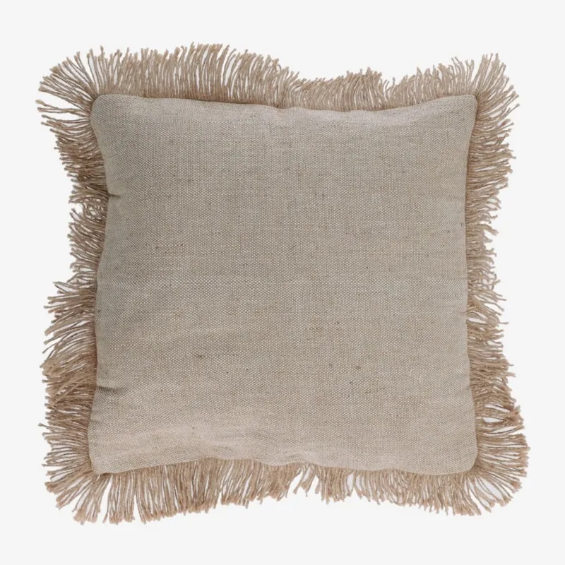 Almohadón Delcie de algodón beige con flecos de yute de 60 x 60 cm en Beige - Textiles, Uruguay | Kavehome