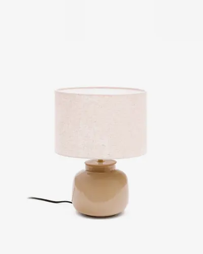 Lámpara de mesa Tay de cerámica verde y lino beige en Beige - Lámparas de mesa, Uruguay | Kavehome