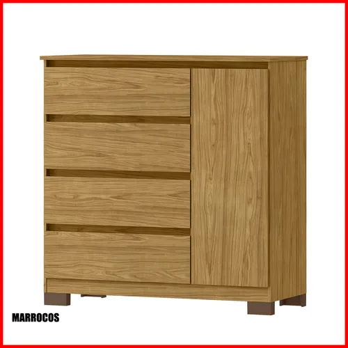 Comoda 4 cajones + puerta – Vega CO 028 en Marrón - Cómodas, Uruguay | Punto Unión