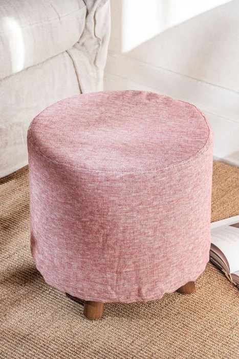 PUFF POLLY - FUNDA LINO DENIM CHERRY - Butacas, banquetas y puffs, Uruguay | La Iberica
