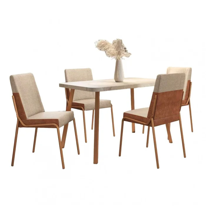 Juego de Comedor Stellar Hug Rectangular 4 sillas - Marron en Beige, Marrón - Mesas de comedor, Uruguay | Rústico Hogar