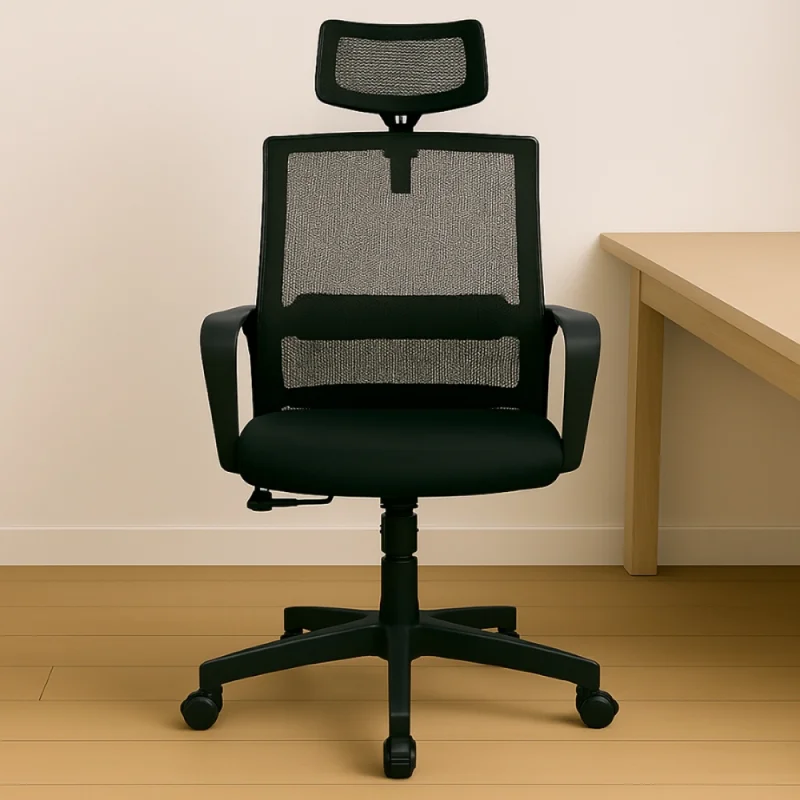 Silla De Escritorio Con Soporte Lumbar Y Apoya Cabeza Negro en Negro - Escritorios y sillas de escritorio, Uruguay | Unilux, vista 3