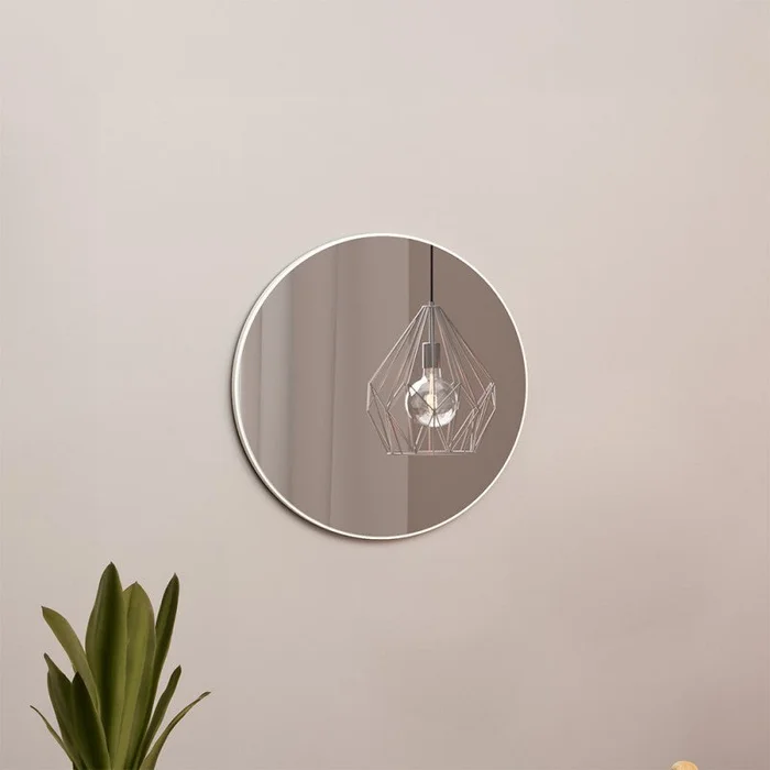 Espejo Redondo Elisa 60cm Base 100% MDF Bordes Blancos en Blanco - Espejos, Uruguay | Balton, vista 2