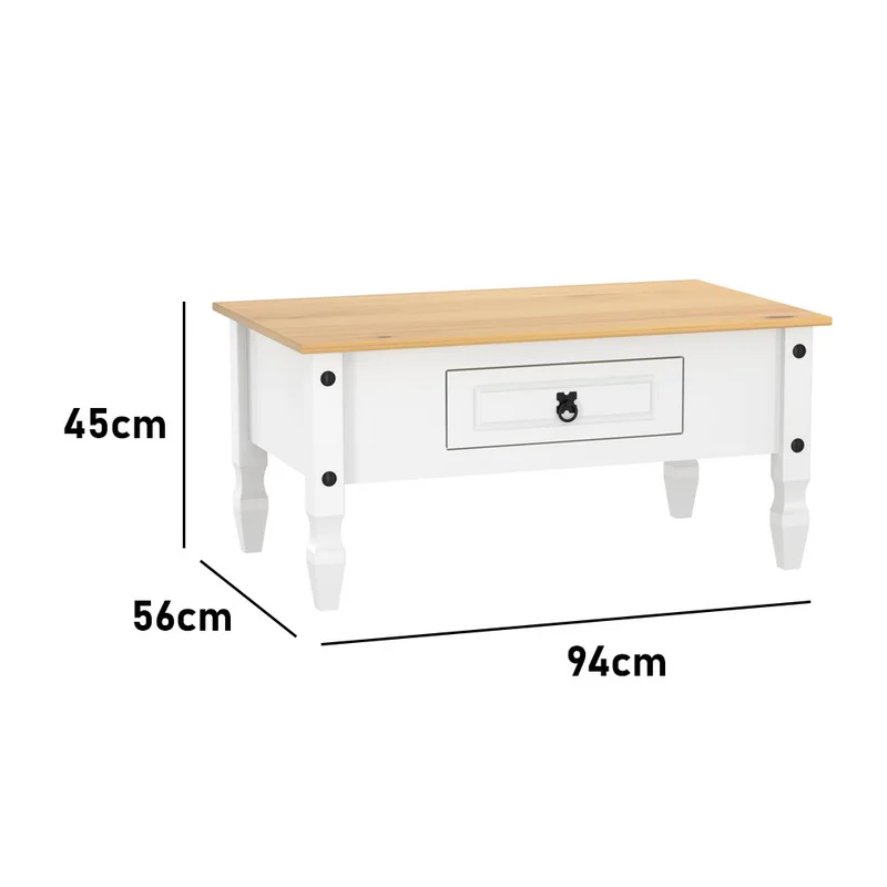 Mesa De Centro Linea Mexicana 1 Cajon Living Comedor E1636 en Blanco - Mesas de living, Uruguay | Soy Hogar, vista 4