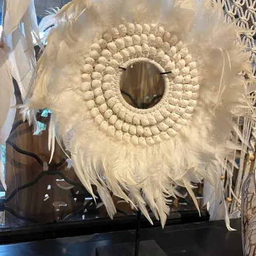 Decoración aro plumas & caracoles blancos en Blanco - Decoración, Uruguay | Balihai