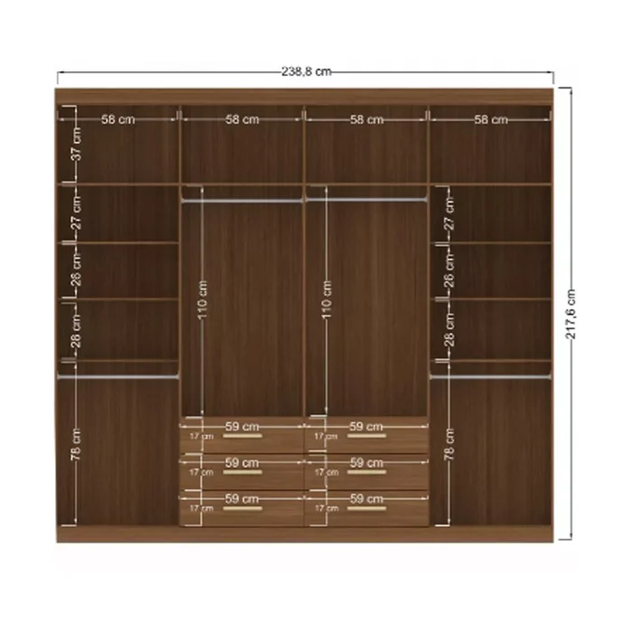 Ropero Placard 8 Puertas 6 Cajones Dormitorio Master Jatoba en Marrón - Roperos y placares, Uruguay | Soy Hogar, vista 4