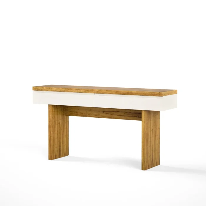 Mesa de Arrime Aparador 2 Cajones SUD - Linea Nevada - Off White / Cinamomo en Multicolor - Mesas de arrimo, Uruguay | Ecowood, vista 2