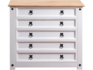 Comoda 5 cajones Cera/Blanco LINEA CORONA MADERA en BLANCO CERA - Cómodas, Uruguay | Quesal, vista 10