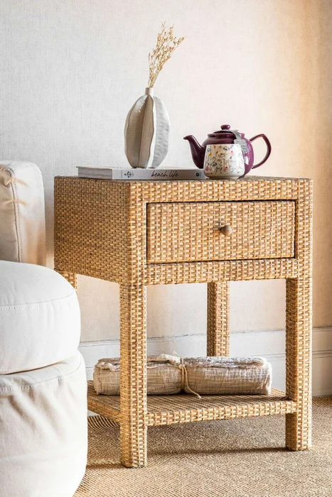 MESA DE LUZ RATTAN - NUDE en Madera natural - Mesas de luz, Uruguay | La Iberica
