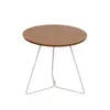 MESA LATRAL REDONDA - BASE LACA BLANCA - TAPA ROBLE CLARO en Madera natural - Mesas de living, Uruguay | Champagne Home, vista 1 de 5