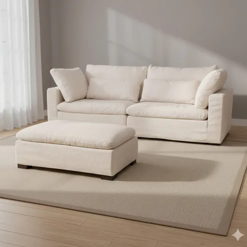 Sofá C/chaise Y Fundas Desmontables 3 Cuerpos Tela-premium Natural-beige Moma Natural en Madera natural - Sillones y sofás, Uruguay | Divino
