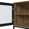 Rack con estantes y puertas de vidrio C/ marco negro color Noce Oro - Muebles para TV, Uruguay | Champagne Home, vista 5 de 5