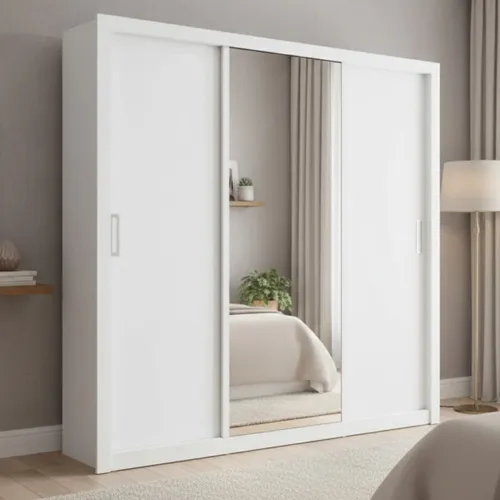 Ropero puertas corredizas - Blanco en Blanco - Roperos y placares, Uruguay | La Cueva Muebles