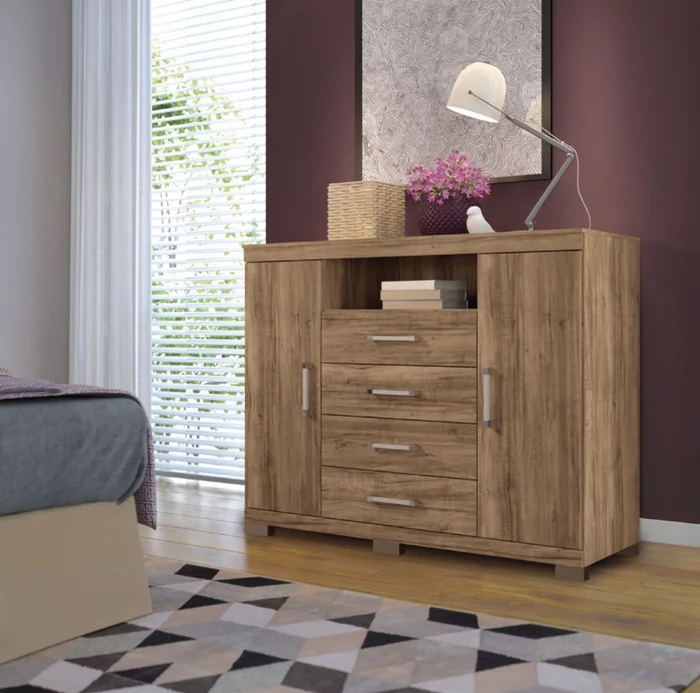 Comodas Cajoneras 2 Puertas 4 Cajones Dormitorio Blan 303866 - Cómodas, Uruguay | Soy Hogar, vista 2