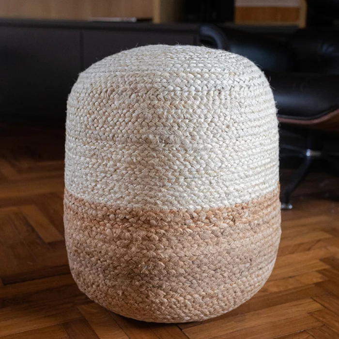 Puff almohadón de piso de yute Bicolor 40cm - Natural - Butacas, banquetas y puffs, Uruguay | Buho Store, vista 2