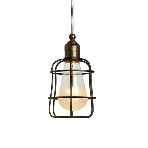 Vintage jaula con bombilla Oval en Negro - Lámparas colgantes, Uruguay | Darko Lighting