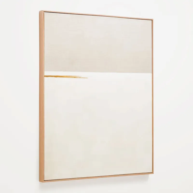 Cuadro abstracto Salin con raya horizontal de lino 80 x 100 cm en Beige - Decoración de pared, Uruguay | Kavehome