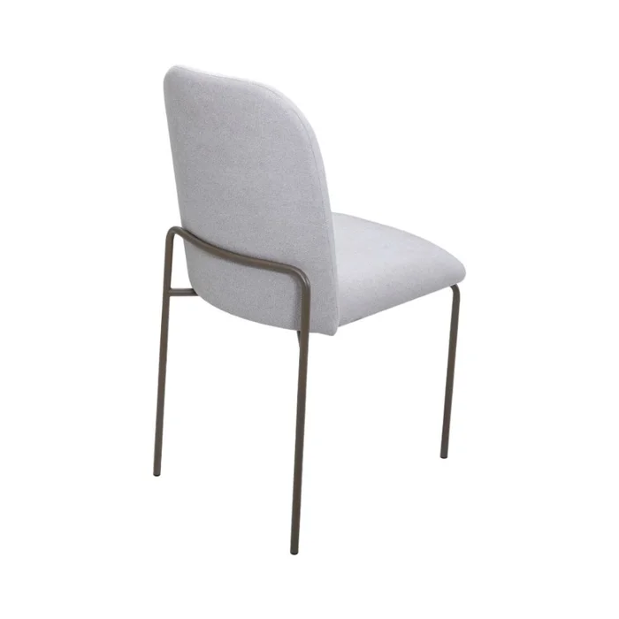 Silla en tapizada en sintético color perla, patas en metal chocolate claro. en Beige - Sillas, Uruguay | Champagne Home, vista 2