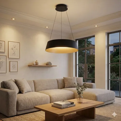 Campana led de Suspender DIMERIZABLE interior champagne 50W - NEGRA en Negro - Lámparas colgantes, Uruguay | Iluminica
