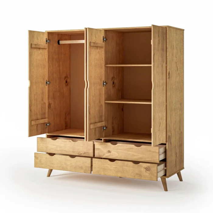 Ropero 4 Puertas - 4 Cajones - Línea Berlin - Marrón en Marrón - Roperos y placares, Uruguay | Ecowood, vista 4