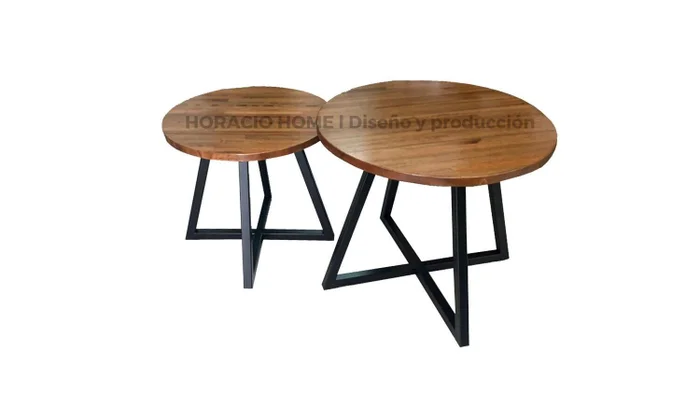 Mesa ratona redonda doble en Negro - Mesas de living, Uruguay | Horacio Home