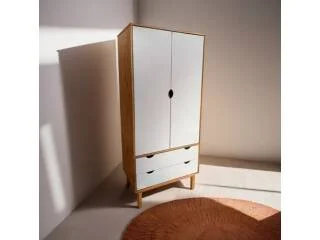 Ropero 2P, 2C y 2 estantes Mel/Gris Linea Nordica en Madera Maciza en Mel/Blanco - Roperos y placares, Uruguay | Quesal, vista 15