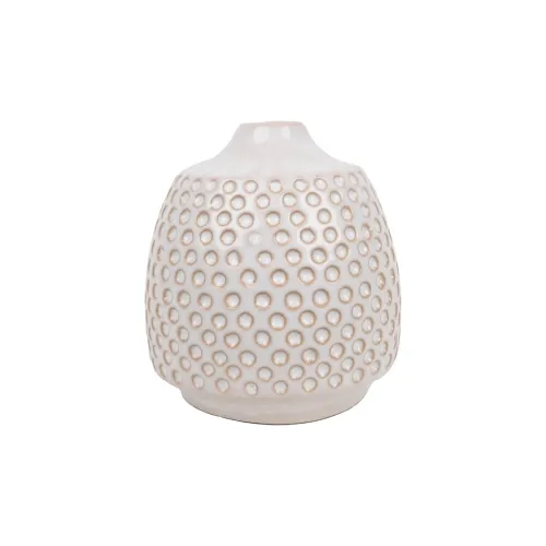 FLORERO RELIEVES D9x10CM CERAMICA BLANCO en Blanco - Jarrones, Uruguay | Koz