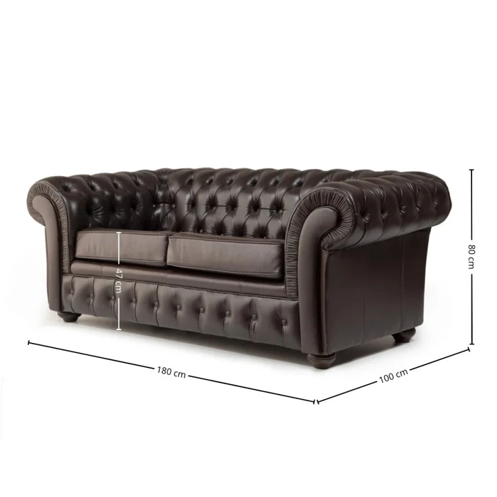 Sofá Chesterfield Divo - Cuero Natural - 2 cuerpos - A fabricar en Marrón - Sillones y sofás, Uruguay | Nyr, vista 5