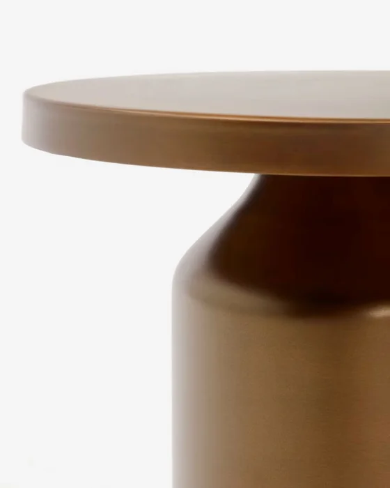 Mesa auxiliar redonda Malya de metal con acabado cobre Ø 40,5 cm en Amarillo - Mesas de arrimo, Uruguay | Kavehome, vista 3