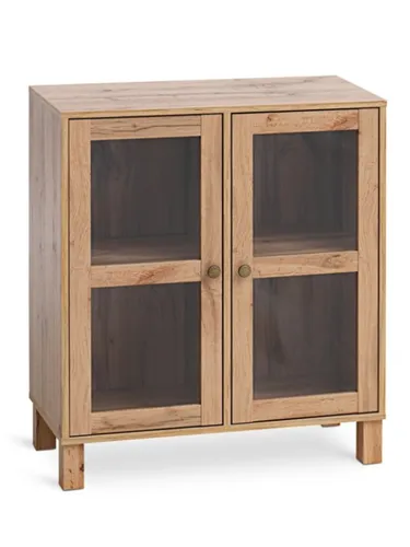 Vitrina SKALS roble y puertas de vidrio en Madera natural - Bibliotecas, Uruguay | JYSK