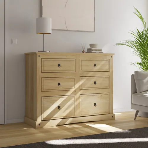 Cómoda 6 Cajones Madera Natural - Linea Mexicana - Natural en Madera natural - Cómodas, Uruguay | Rústico Hogar