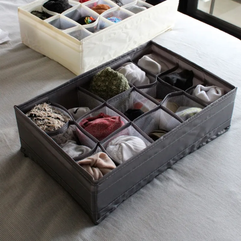 Caja de almacenamiento de tela plegable con divisiones Gris en Gris - Canastos, Uruguay | Buho Store