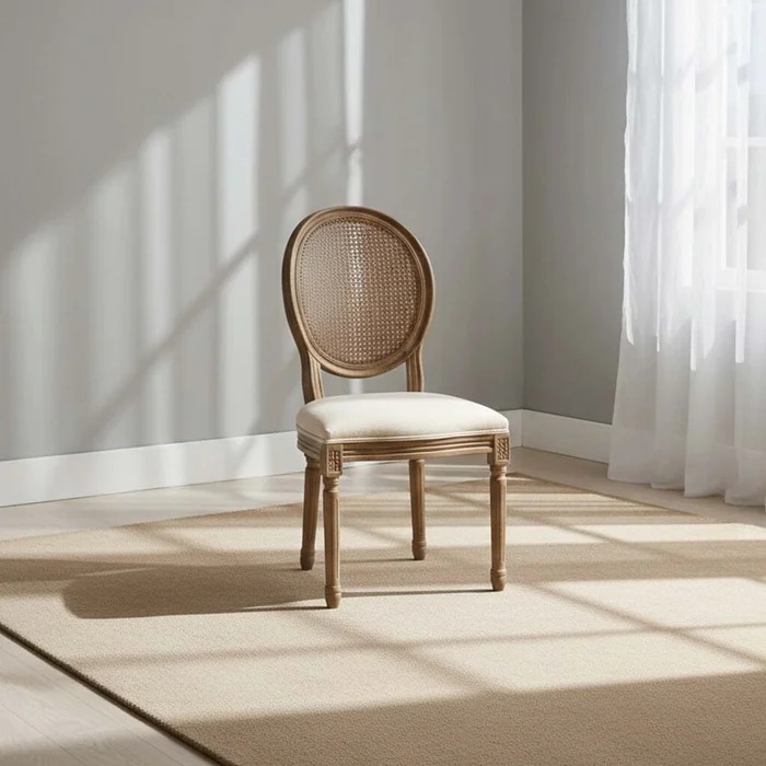 Silla De Comedor Madera Natural-beige Estilo Luis Xv en Madera natural - Sillas, Uruguay | Divino