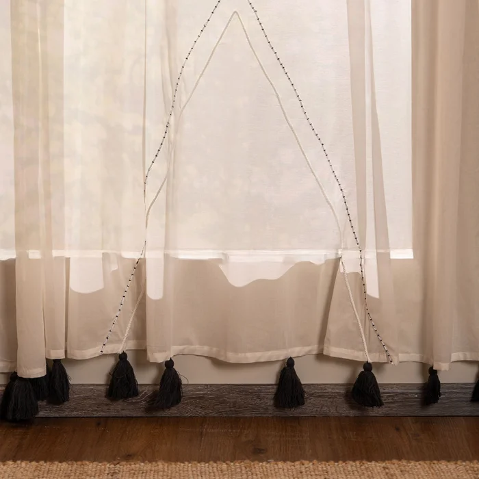 Set de Cortinas de Ambiente Vainilla Zigzag en Blanco - Textiles, Uruguay | Arredo, vista 2