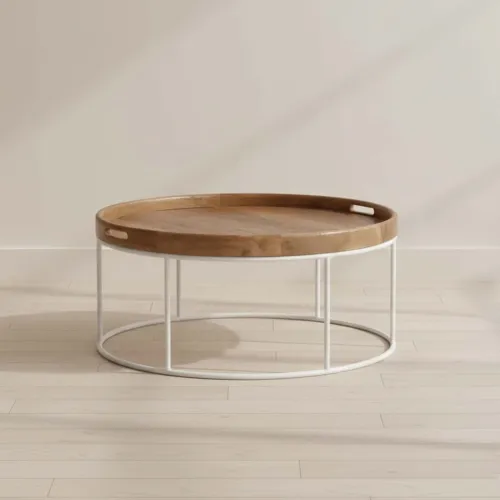 Mesa Central Madera-y-metal Natural-beige Symi Natural en Multicolor - Mesas de living, Uruguay | Divino