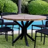 Mesa en madera de teca y caño de aluminio negro en Madera natural - Mesas de comedor, Uruguay | Entrecasa, vista 1 de 6