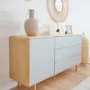 Aparador Anielle - 1 puerta y 3 cajones de madera maciza y chapa de fresno 150 x 78 cm en Off-white - Aparadores y recibidores, Uruguay | Kavehome, vista 3 de 10