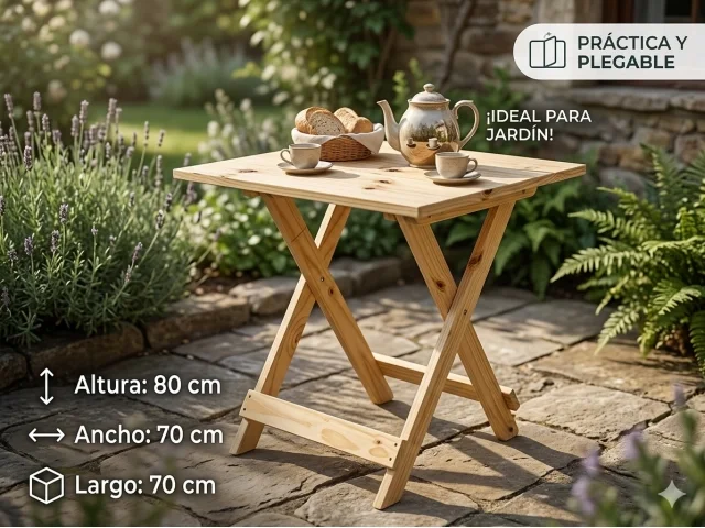 Mesa de pino plegable en Madera natural - Mesas de comedor, Uruguay | Que Sal Muebleria