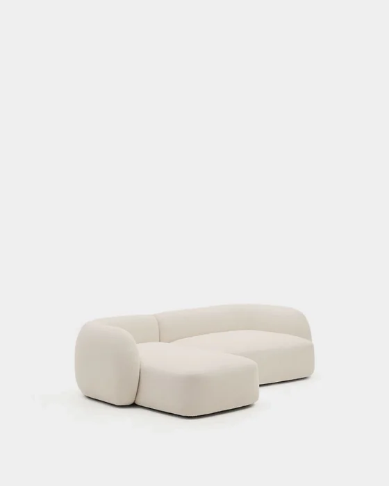 Sofá modular Martina 3 plazas de chenilla con chaise longue derecho color crudo 287 cm en Blanco - Sillones y sofás, Uruguay | Kavehome