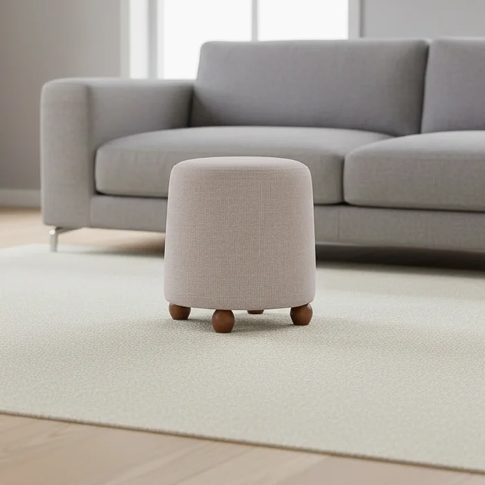 Puff Tela-y-madera Natural-beige Nox Beige en Beige - Sillones y sofás, Uruguay | Divino