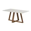 Mesa de comedor Avena - Con vidrio - 160 - Canela y Off White en Blanco - Mesas de comedor, Uruguay | NYR, vista 1 de 5
