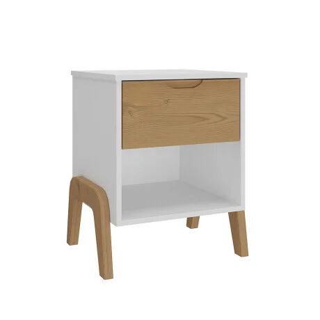 Mesa de luz 1 cajon Linea Veneza - Blanco/Miel en Multicolor - Mesas de luz, Uruguay | La Cueva Muebles, vista 7
