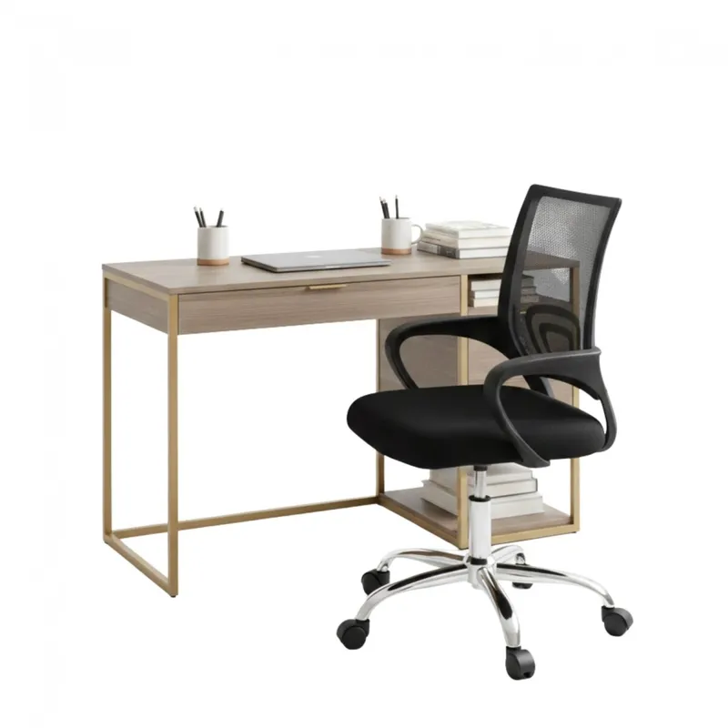 Combo Escritorio + Silla de Oficina - Lux en Negro - Escritorios y sillas de escritorio, Uruguay | Rústico Hogar