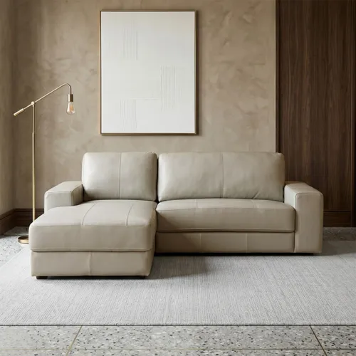 Sillón 3 cuerpos con Chaise - Como - Arena Derecho en Beige - Sillones y sofás, Uruguay | Rústico Hogar