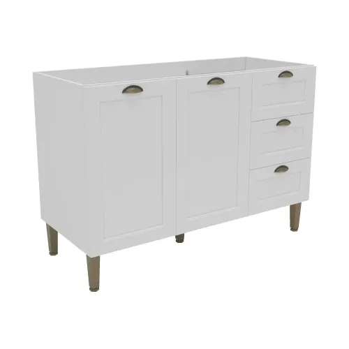 Bajo Mesada 2 Puertas 3 Cajones Mdf Tiradores Metalicos en Blanco - Butacas, banquetas y puffs, Uruguay | Soy Hogar